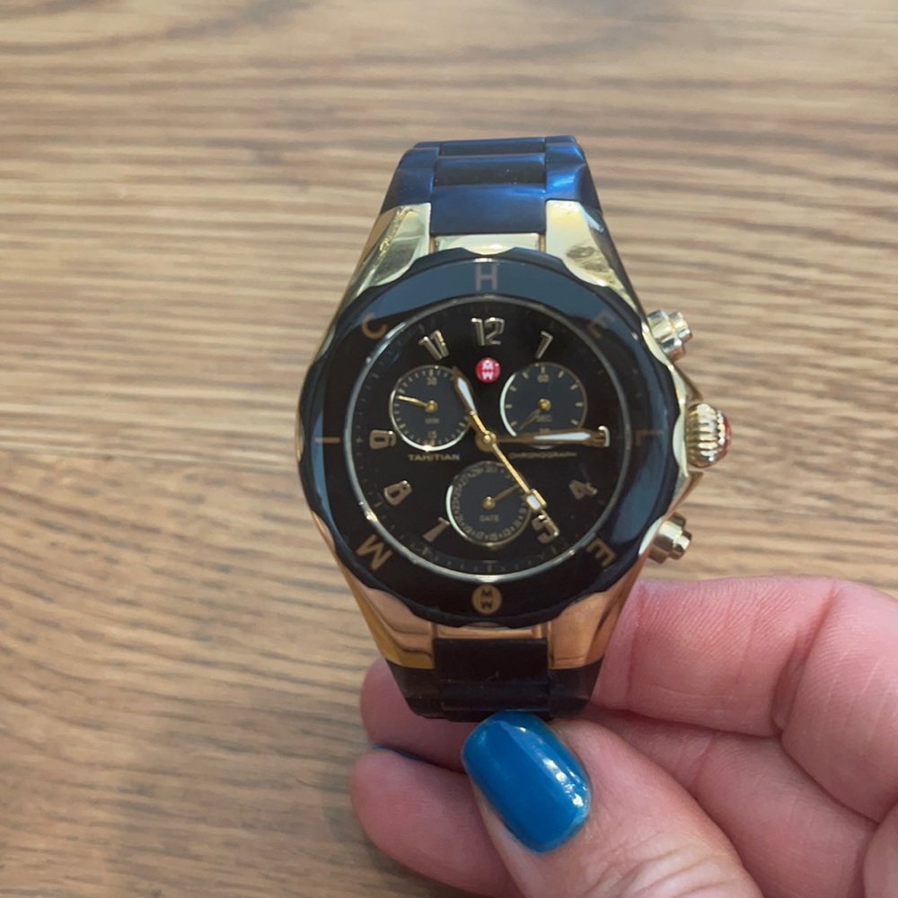 Michele Watch Stainless Steele Rubber Band